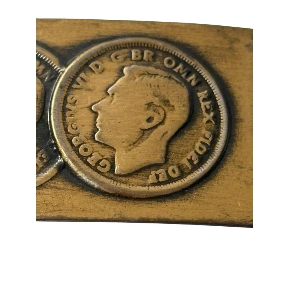 Coin Belt Buckle Great Britain King George Georgivs Vi Omn Rex Fidei Def Vintage